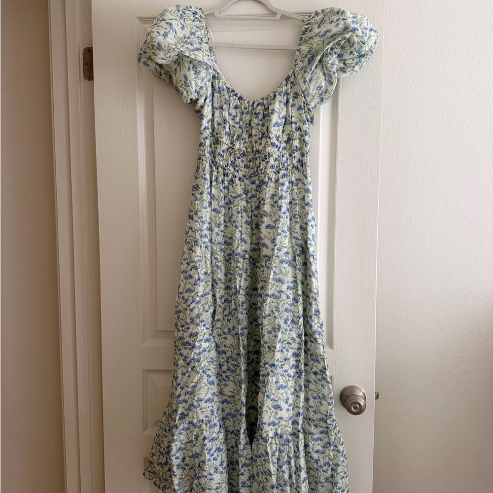 Astr Light Blue & White Floral Square-Neck Maxi Dress - Picture 2 of 5